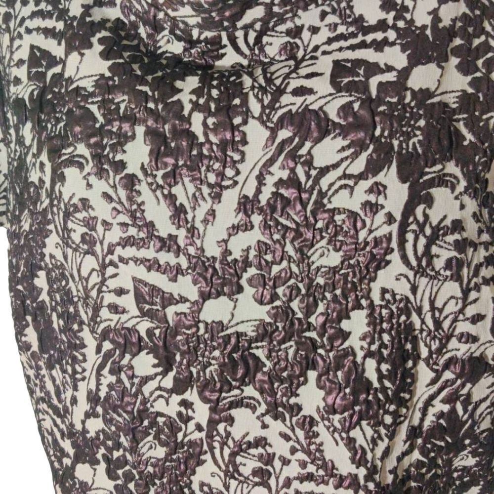 Badgley Mischka Size 14 Purple Floral Leaf Print Cocktail Midi Dress - Picture 3 of 7